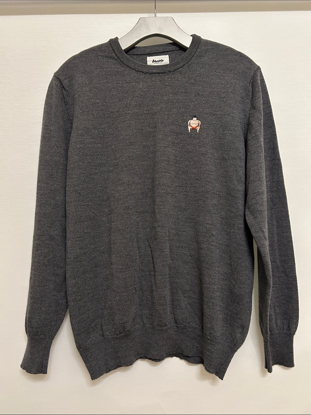Brava FABRICS 100% Mulesing Free Merino Wool 
Charcoal Crewneck Sweater
